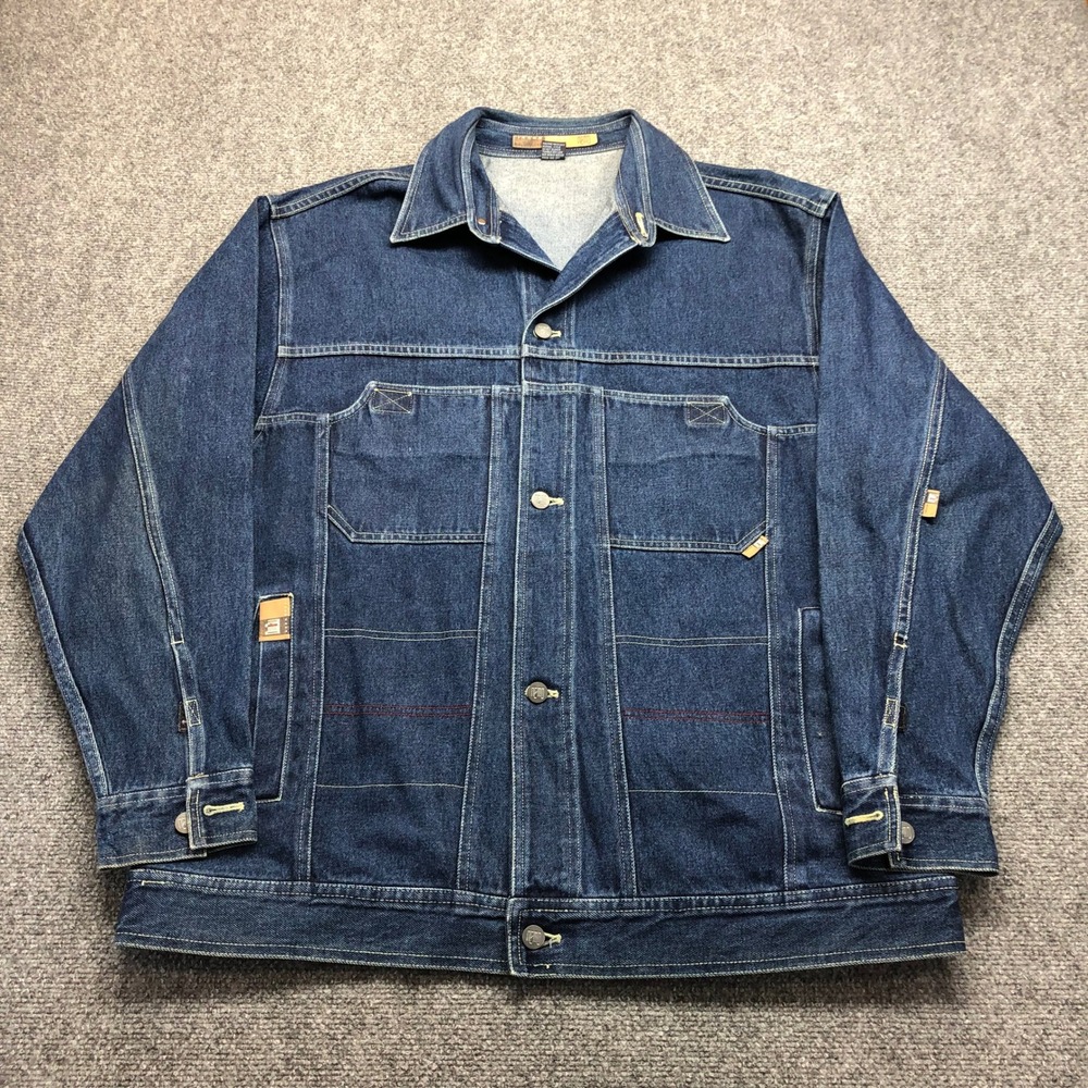 Vintage Nemo Jeans Wear Mens XL Denim Trucker Jacket Dark Wash Cotton Russia